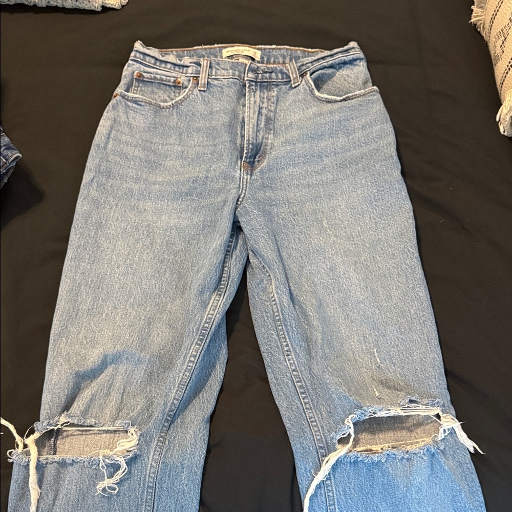 Abercrombie & Fitch Distressed Light Blue 90’s Straight Ultra High RiseJeans